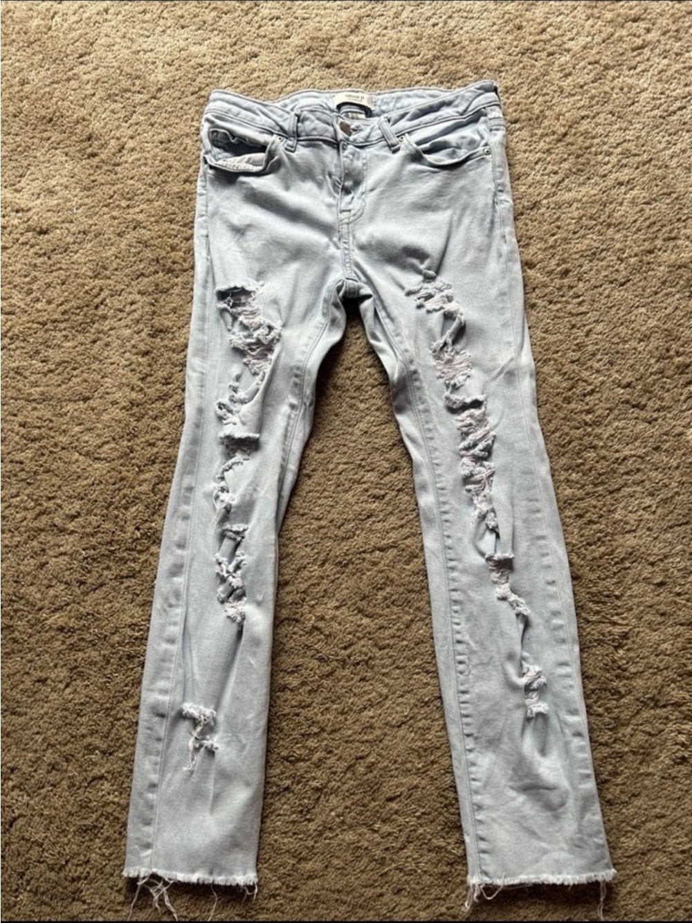 Forever 21 Light Wash Distressed Skinny Jeans